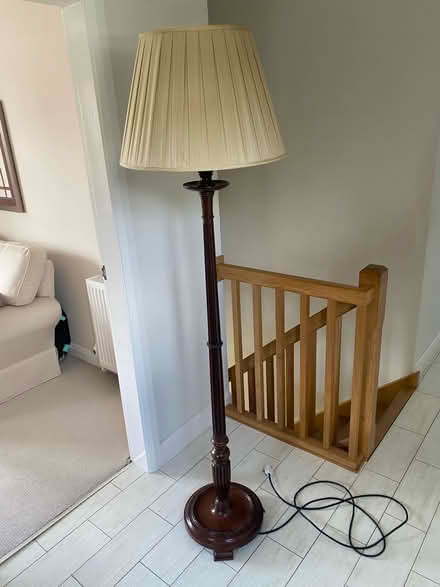 Photo of free Standard lamp - wooden, with shade, needs new fitting (Hurst Green BB7) #1