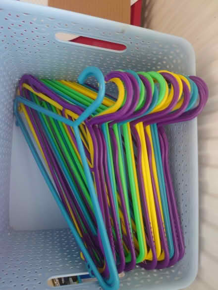 Photo of free Brightly coloured coat hangers (Rushden NN8) #1