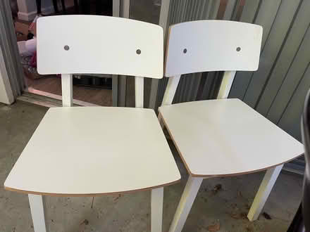 Photo of free 2 white wooden chairs (Sunnyvale near Lawrencestation) #1