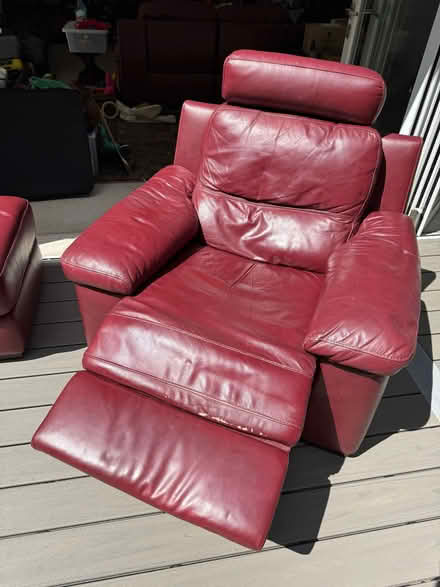 Photo of free Leather recliner and ottoman with storage (West Byfleet KT15) #1