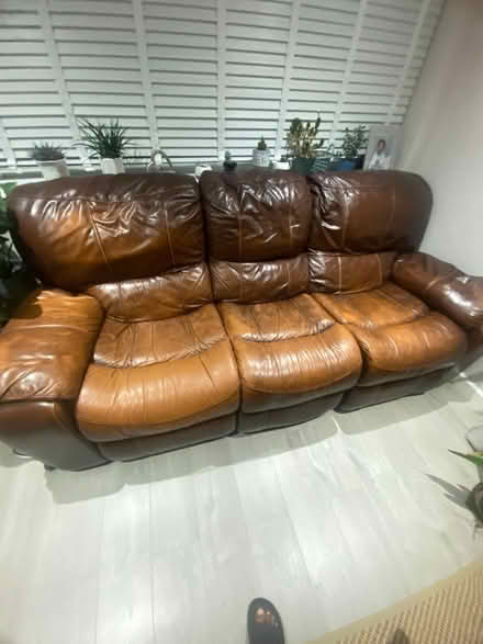 Photo of free John Lewis leather sofa (Bletchley MK3) #1