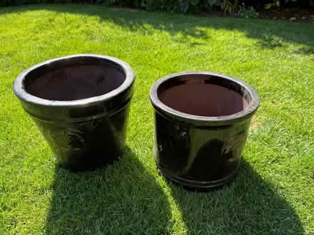 Photo of free 2 Heritage Garden Black Glazed Plant Pots (CT21) #2