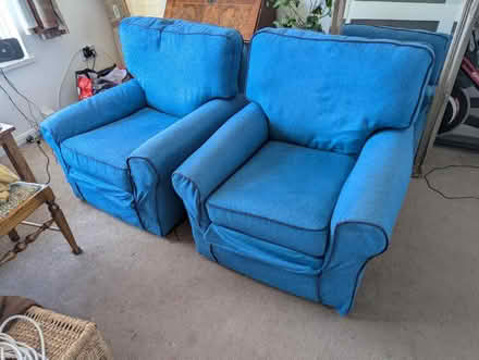 Photo of free 2 Blue Armchairs (Corsham SN13) #1