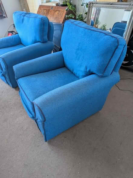 Photo of free 2 Blue Armchairs (Corsham SN13) #2