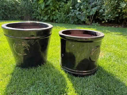 Photo of free 2 Heritage Garden Black Glazed Plant Pots (CT21) #1