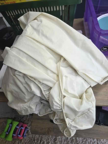 Photo of free 2 old cream fitted double sheets (Frimley) #2