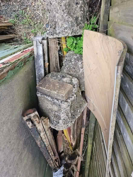 Photo of free Wood fencing post with concrete foot (Cadley PR2) #1