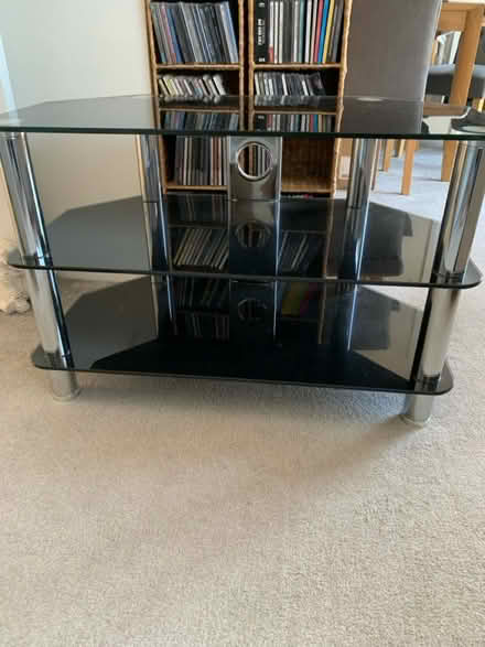 Photo of free Black Glass and Chrome TV Stand (Cheltenham GL51) #2