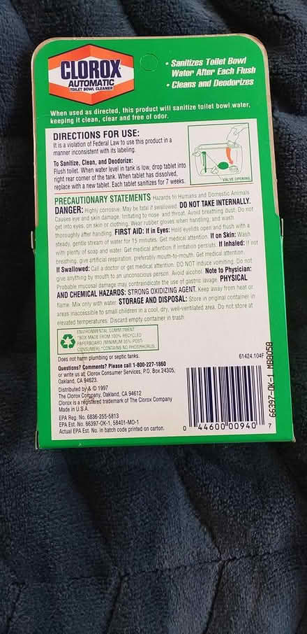 Photo of free Toilet Bowl Cleaning Tablets (McNulty Way, Redwood City) #1