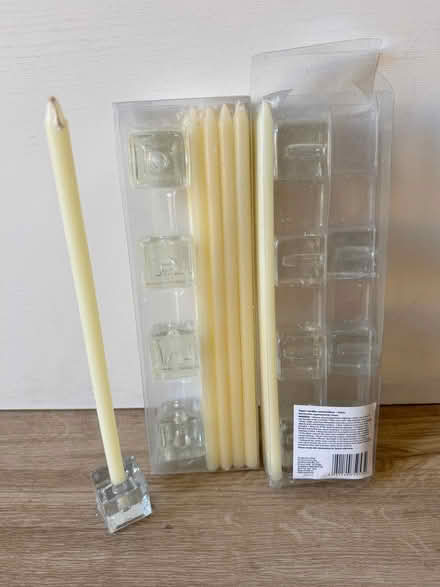 Photo of free Thin candles and glass holders (Baffins PO3) #1