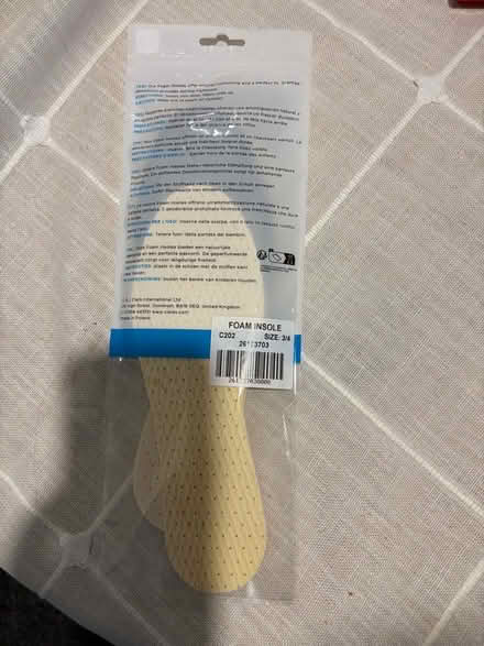 Photo of free Foam insoles size 3/4 (Katherines CM19) #2