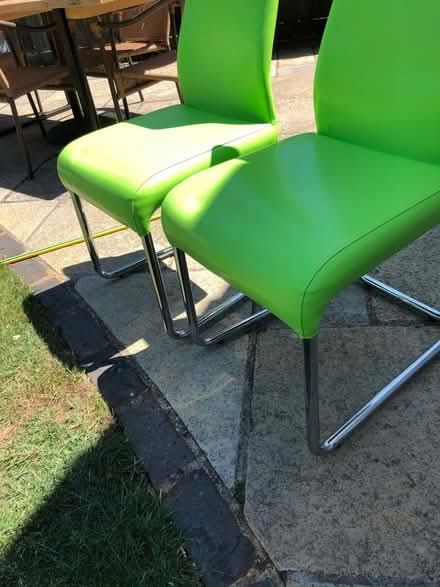 Photo of free Tall chrome green chairs (OX14 Drayton) #3