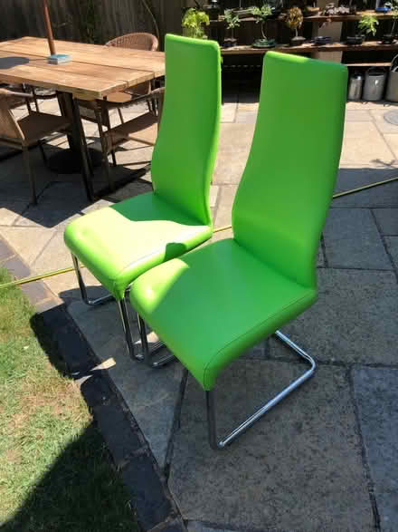 Photo of free Tall chrome green chairs (OX14 Drayton) #1