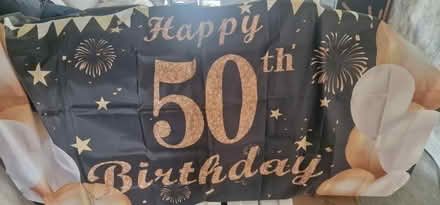 Photo of free 50th birthday banner. Fabric (CO2 Colchester, Mersea Road) #1