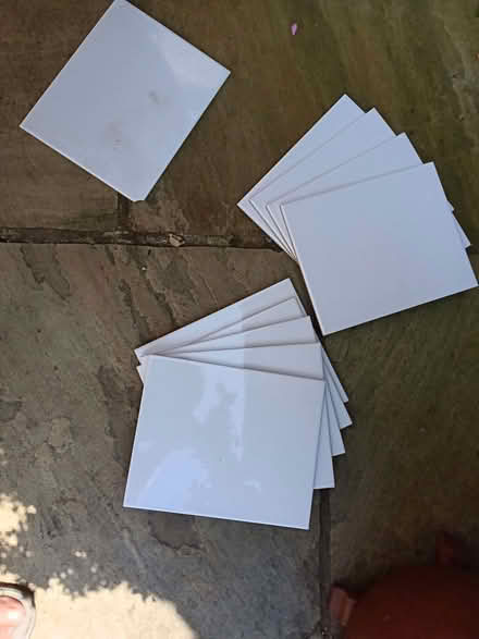 Photo of free 10 rectangular, cream, ceramic tiles 20cm x 25 cm (Heskin Green PR7) #1