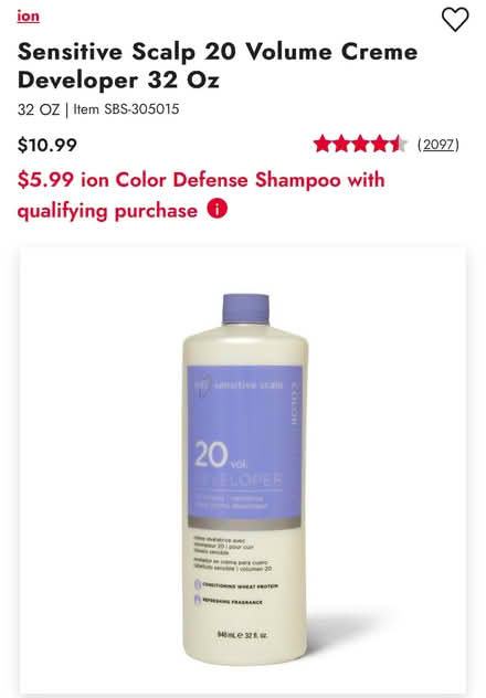 Photo of free Ion 20 Volume Developer (10018) #1