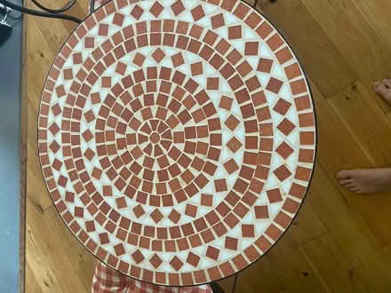 Photo of free Circular black metal mosaic table with 2 matching chairs (Penrith CA11) #3