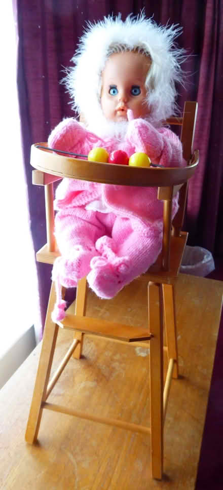 Photo of free DOLL'S WOODEN HIGH CHAIR 1980s (Latchford WA4) #2