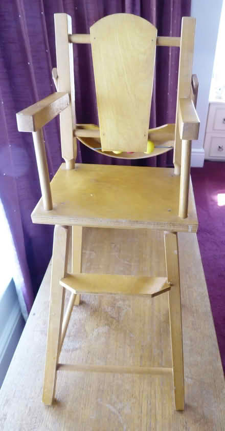 Photo of free DOLL'S WOODEN HIGH CHAIR 1980s (Latchford WA4) #3