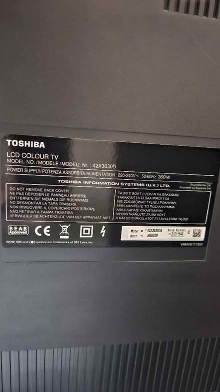 Photo of free Toshiba 42" LCD TV (Surrey Heath GU15) #2