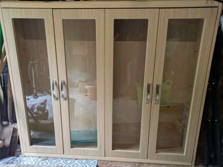 Photo of free Display cabinet with glass shelves 144cm wide 124cm tall (Braithwaite CA12) #1