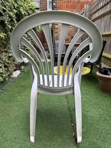 Photo of free Single white plastic garden chair (SW18) #2