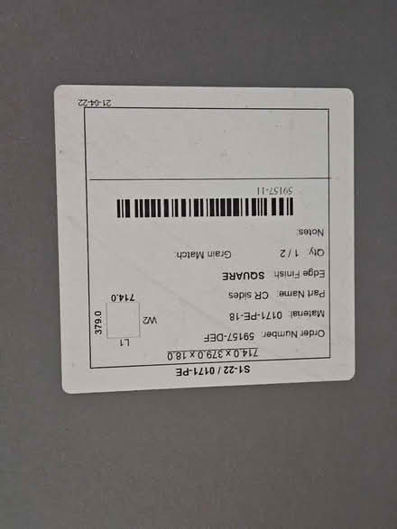 Photo of free Cut Grey MFC to make cabinet (West Green N17) #2