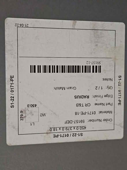 Photo of free Cut Grey MFC to make cabinet (West Green N17) #3