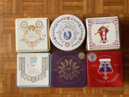 Photo of free 6 royal commemorative biscuit tins (Stoke Poges SL2) #1
