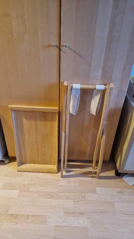 Photo of free Large wooden tray on collapsible stand (Gatley SK8) #2