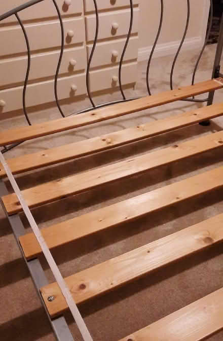 Photo of free Double metal bed with slats (Woodley RG6) #2