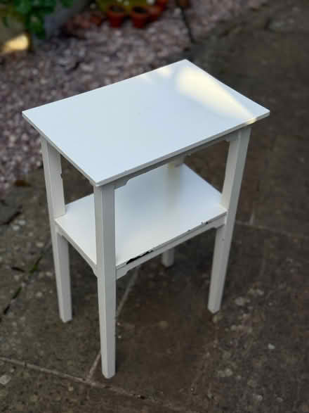 Photo of free Small White Table with Shelf (Low Harperley DL15) #1