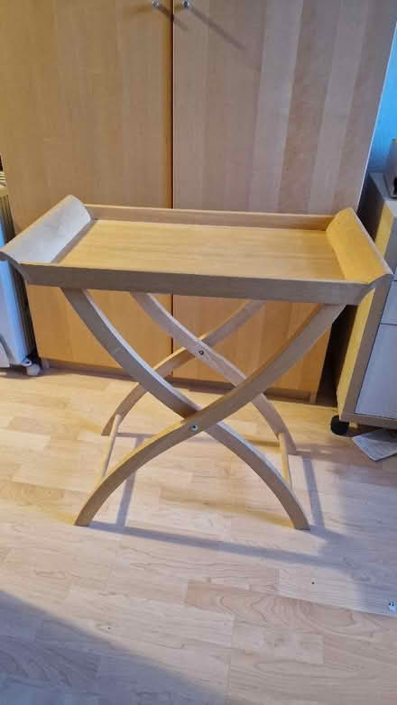 Photo of free Large wooden tray on collapsible stand (Gatley SK8) #1