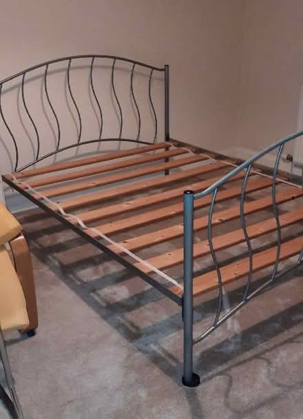 Photo of free Double metal bed with slats (Woodley RG6) #1