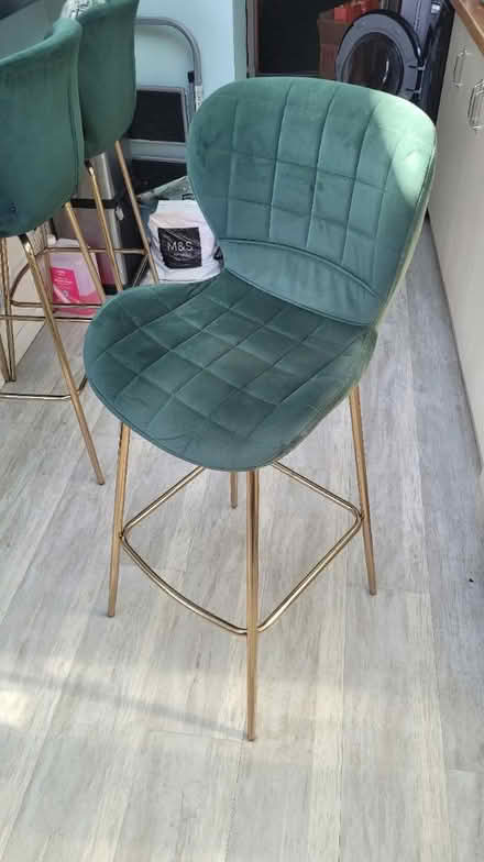 Photo of free 2 green velvet bar stools (Morden (near Ravensbury Park)) #2