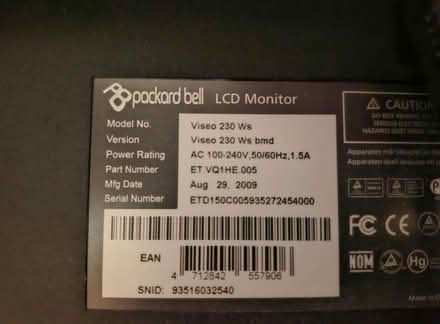 Photo of free Packard Bell 1080P computer monitor (Bletchley MK2) #2