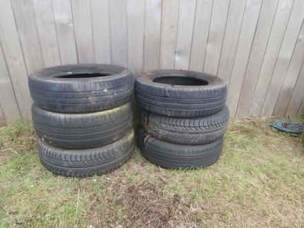 Photo of free 6 Old tyres. Been used in the garden. (Maxton TD6) #3