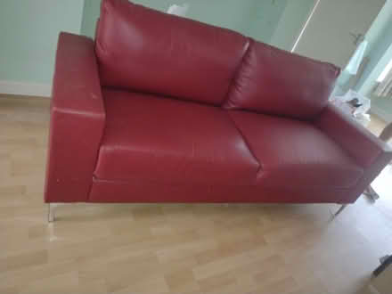 Photo of free Red Leather Sofa (Chapel Allerton LS7) #1