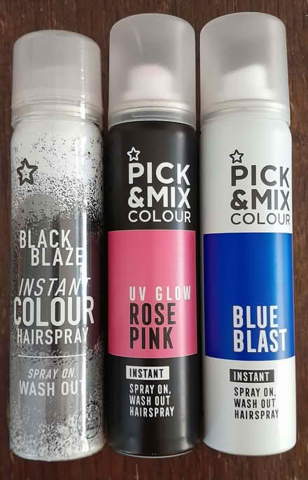Photo of free 3 cans coloured hair spray, black unused (Haslingfield CB23) #1
