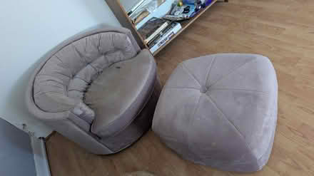 Photo of free Round velvet chair with pouffe (Guildford GU1) #1