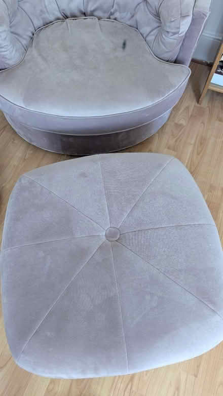 Photo of free Round velvet chair with pouffe (Guildford GU1) #2