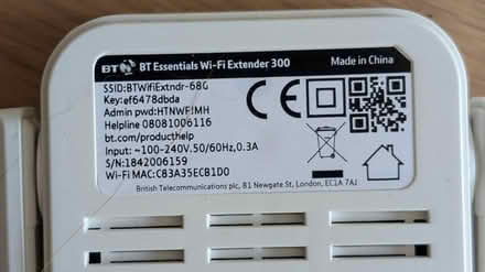 Photo of free BT Essentials Wifi Extender 300 (Bexleyheath DA7) #3