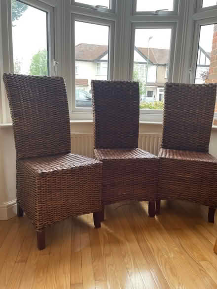 Photo of free Wicker Dining Room Chairs x 3 (Lamorbey DA15) #1
