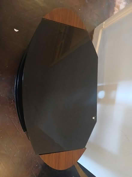 Photo of free Black glass and dark wood TV unit (B16) #2