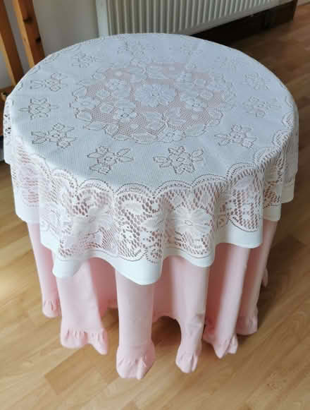 Photo of free Small round table and table cloth (Brandwood End B14) #2