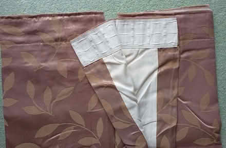 Photo of free Pair of 90" x 90" Lined Curtains with Tie-backs (New Mill HP23) #3