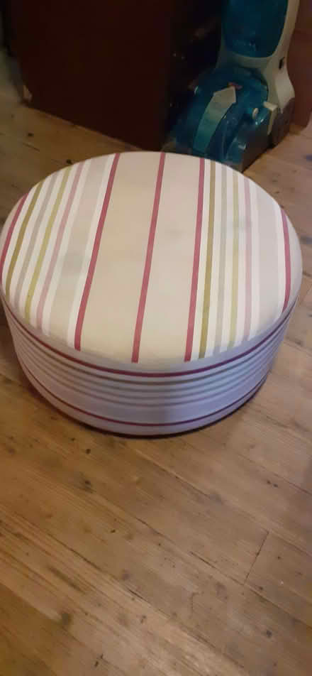 Photo of free Striped Round Ottoman / Footstool (New Tupton S42) #1