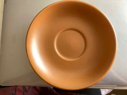 Photo of free 6 x Orange Coloured Ceramic Saucers (14cm diameter) (St James, South Elmham IP19) #1