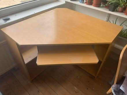 Photo of free Small corner desk, pine veneer (Letchworth SG6) #2