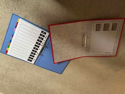 Photo of free Two A4 ring binders (one with index separators) (Pooley Green TW20) #1